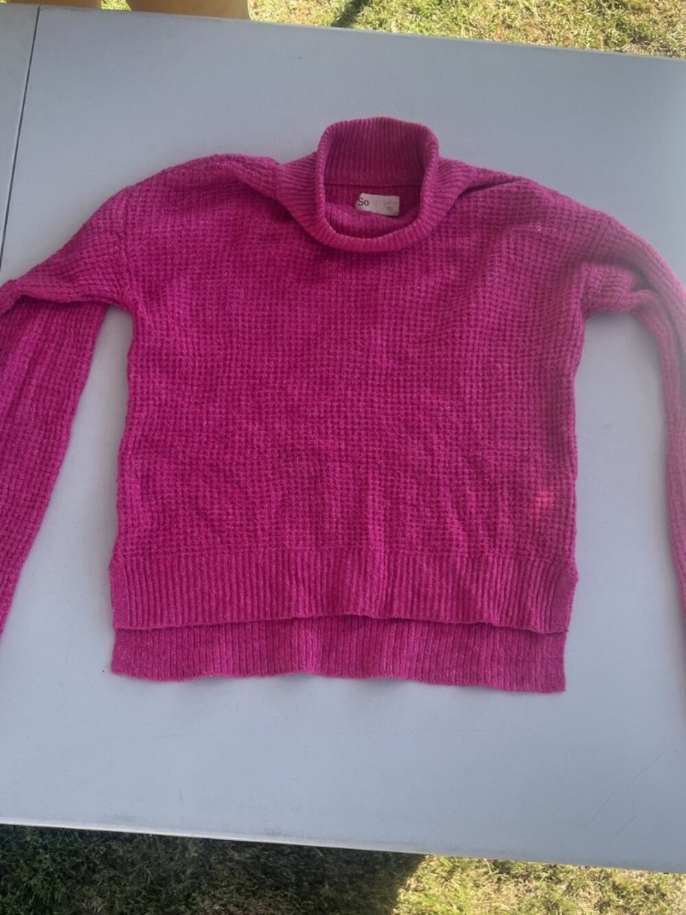 So Girls Fuchsia Pink Knit Mock Neck Sweater Size L 10/12